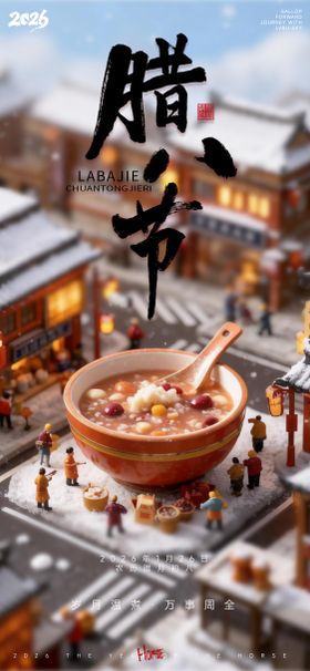 暖棕古风腊八佳节祥瑞节日海报