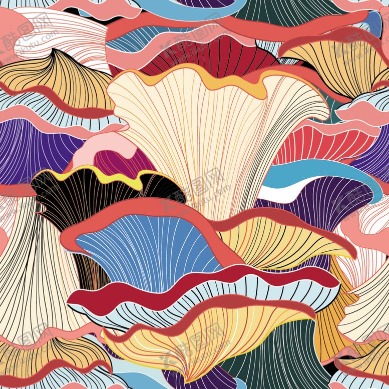 编号：13589010052337473216【酷图网】源文件下载-线条伞蘑菇云线条