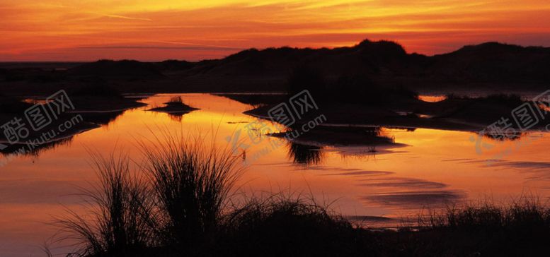 编号：25377809280909201043【酷图网】源文件下载-芦苇丛晚霞落日