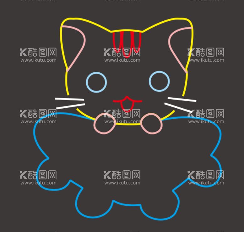 编号：14076811172328271960【酷图网】源文件下载-可爱猫咪猫爪边框霓虹灯