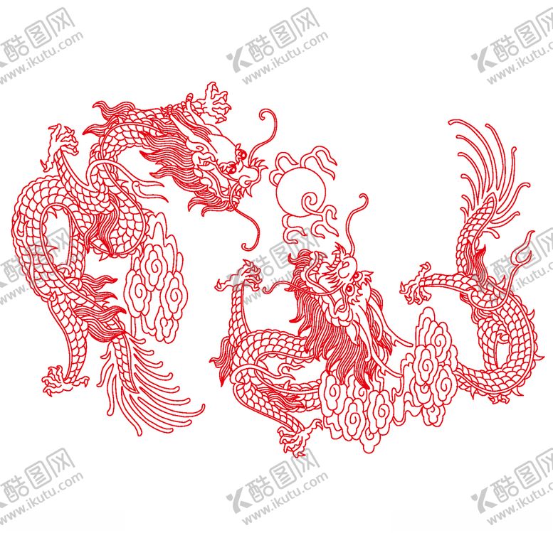 编号：20391804191114479179【酷图网】源文件下载-双龙戏珠矢量图