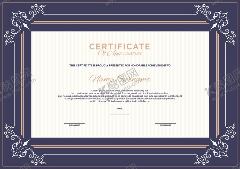 编号：18197709201403363431【酷图网】源文件下载-证书模板