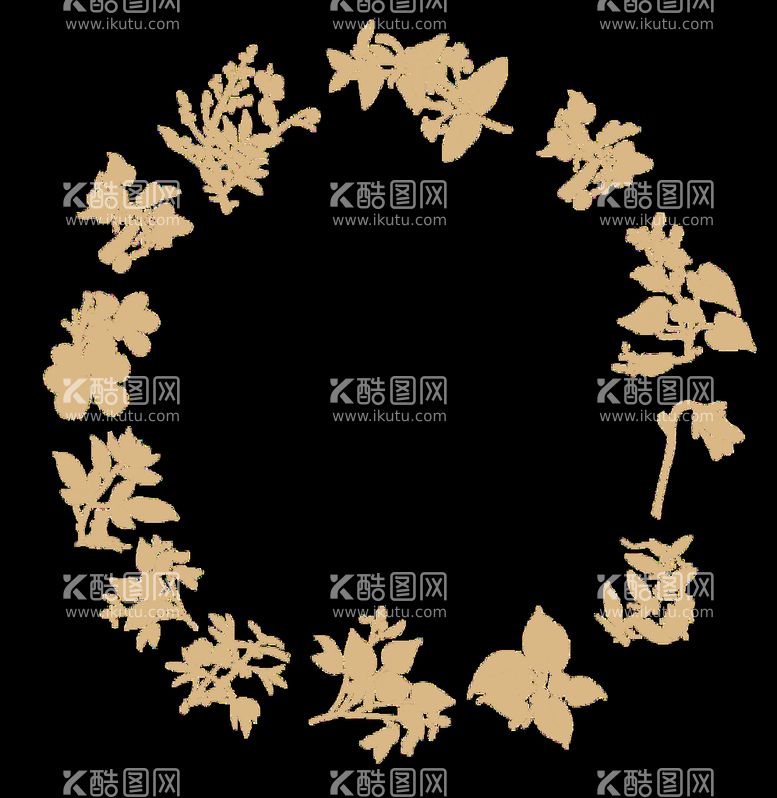 编号：47653209130416558095【酷图网】源文件下载-植物插画圆形中草药玫瑰