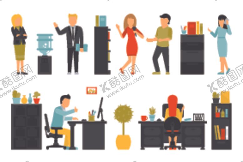 编号：41117509192107393512【酷图网】源文件下载-办公室人物场景及设备