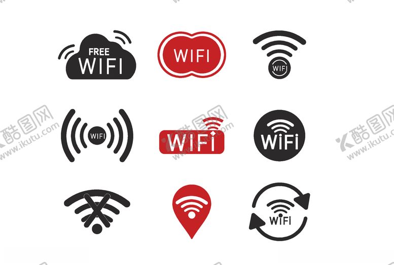 编号：38490509260215421209【酷图网】源文件下载-wifi图标矢量单色