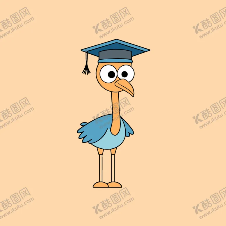 编号：71861101282222162012【酷图网】源文件下载-戴毕业帽的鸵鸟