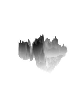 抽象山峰泼墨插画梦幻迷雾