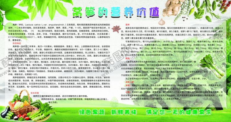 编号：64870807131857337938【酷图网】源文件下载-莴笋的营养价值