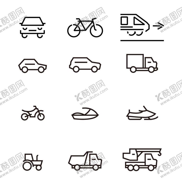 编号：89031311301349562349【酷图网】源文件下载-交通工具图标矢量图