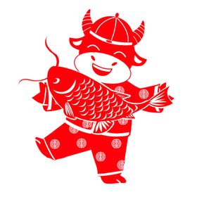 牛年剪纸插画