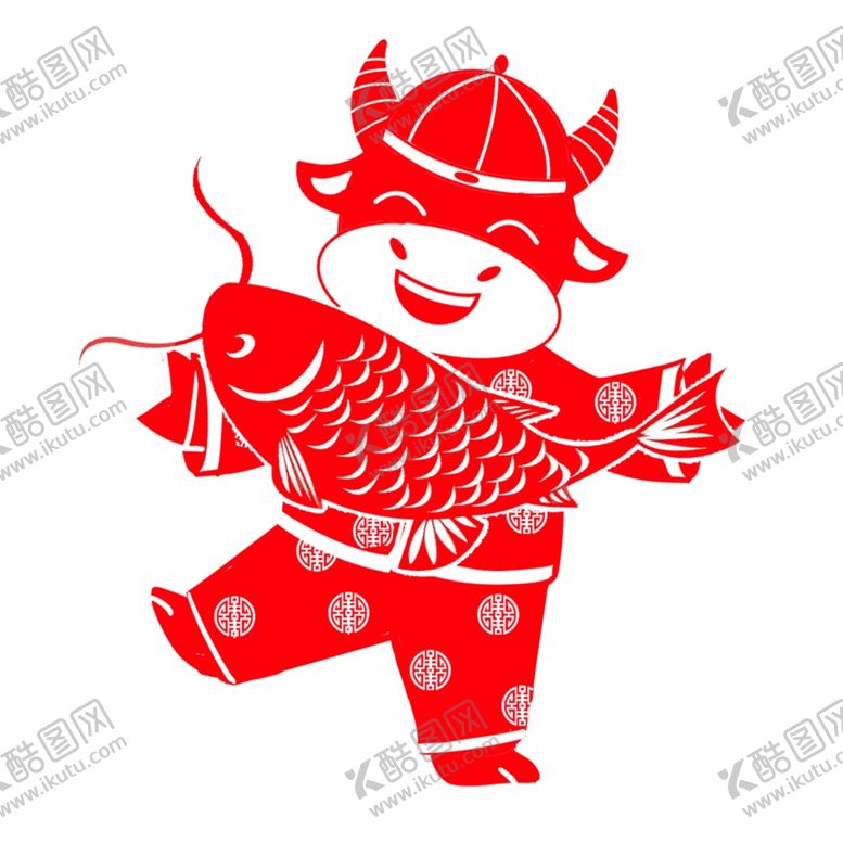 编号：76241509231411496694【酷图网】源文件下载-牛年剪纸插画