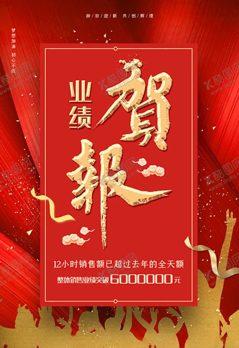 编号：32207307021246542549【酷图网】源文件下载-红金创意大气业绩喜报海报