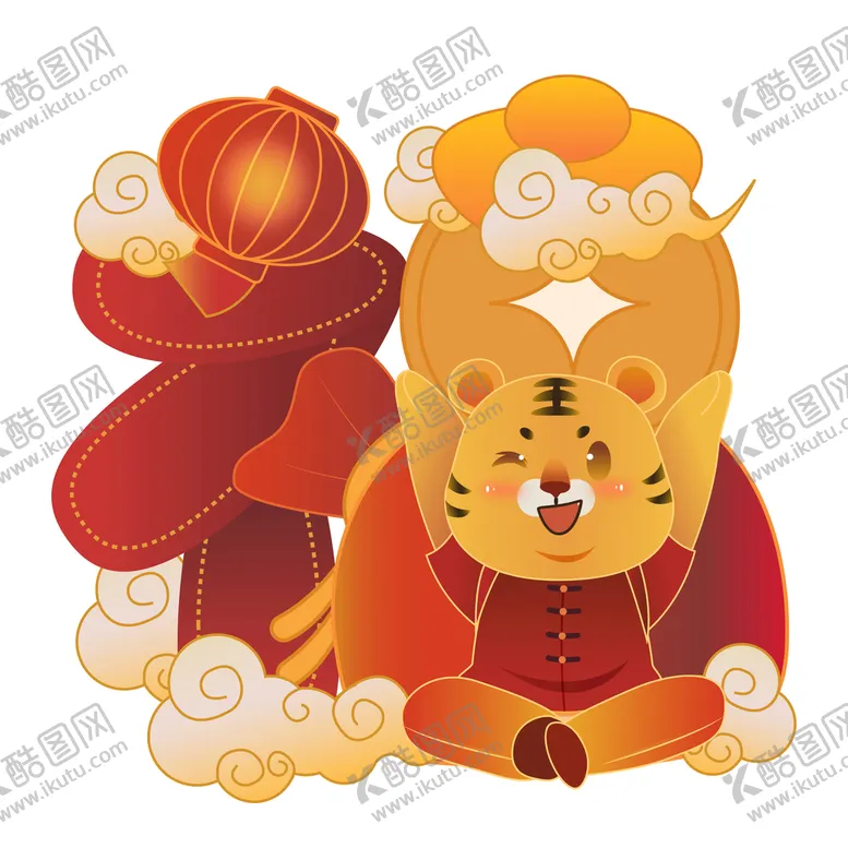 编号：74136010111326254876【酷图网】源文件下载-虎年创意福字矢量元素