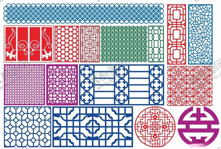 编号：21379810122005533574【酷图网】源文件下载-窗花镂空花纹屏风隔断雕花