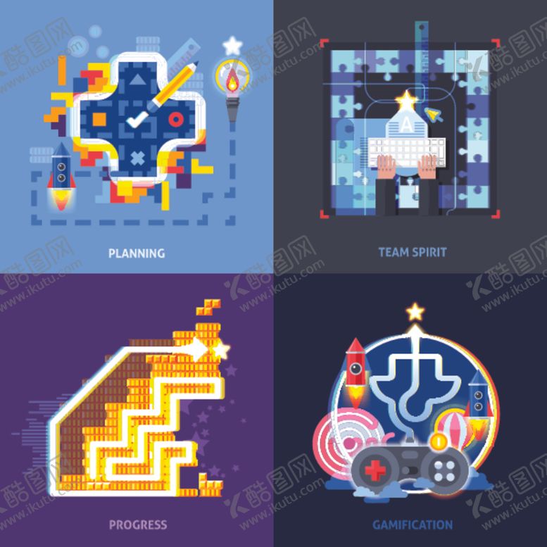 编号：32963107021538079131【酷图网】源文件下载-创意拼图游戏图标设计