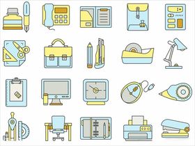 办公设备与用品图标集合