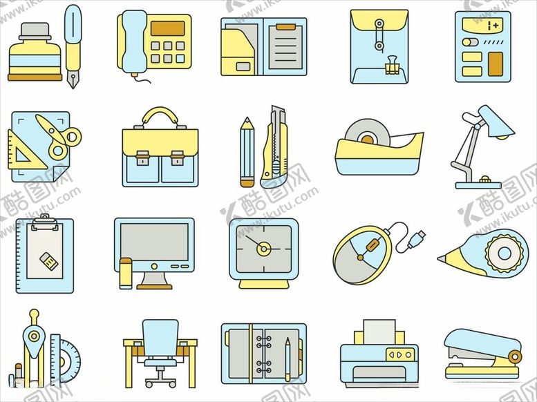 编号：95609911182006398628【酷图网】源文件下载-办公设备与用品图标集合