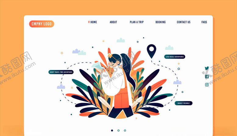 编号：40756409300808415890【酷图网】源文件下载-女子旅行网站登陆页