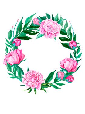 小清新水彩花圈绘画
