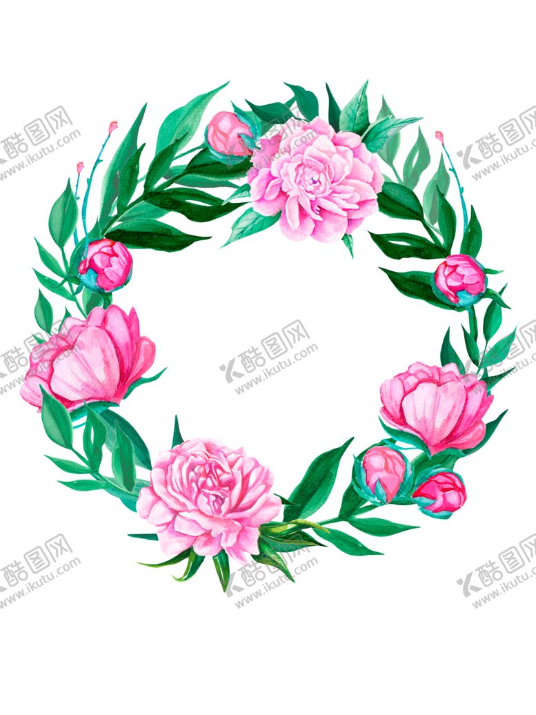 编号：22856505122159545106【酷图网】源文件下载-小清新水彩花圈绘画