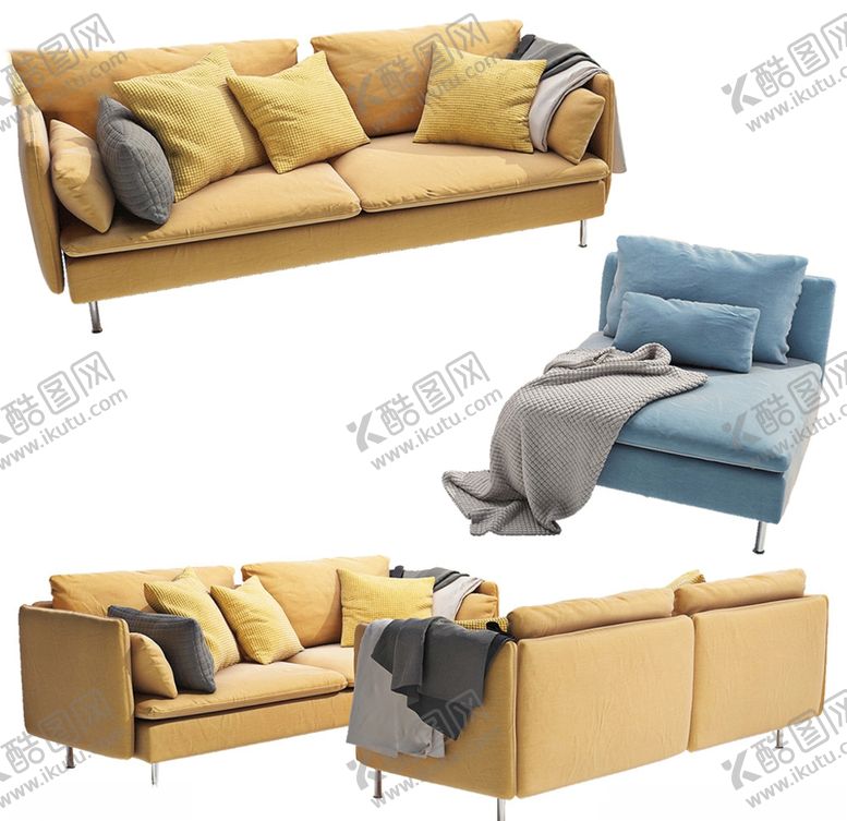 编号：93285410041454197145【酷图网】源文件下载-北欧双人沙发