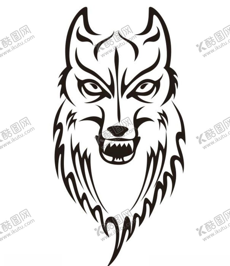 编号：74239606250723575124【酷图网】源文件下载-矢量纹身狼图腾