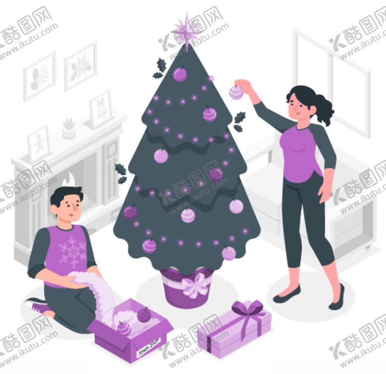 编号：61993306160057403794【酷图网】源文件下载-圣诞树装饰插画