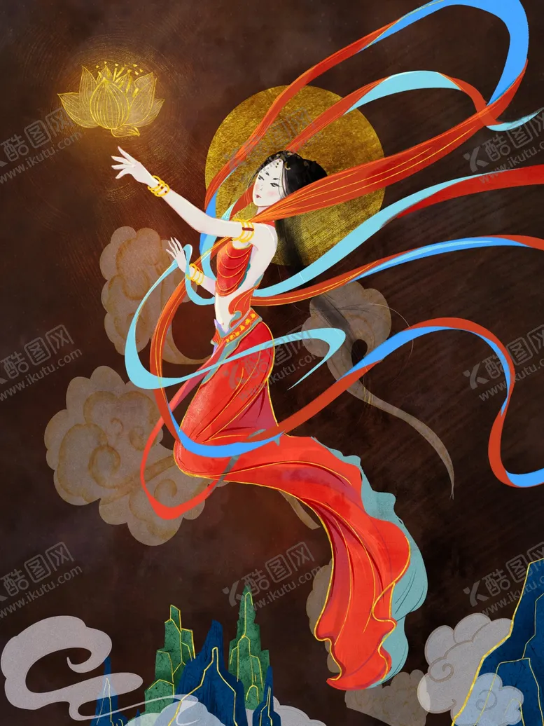 编号：45820112052313365931【酷图网】源文件下载-国潮飞天插画
