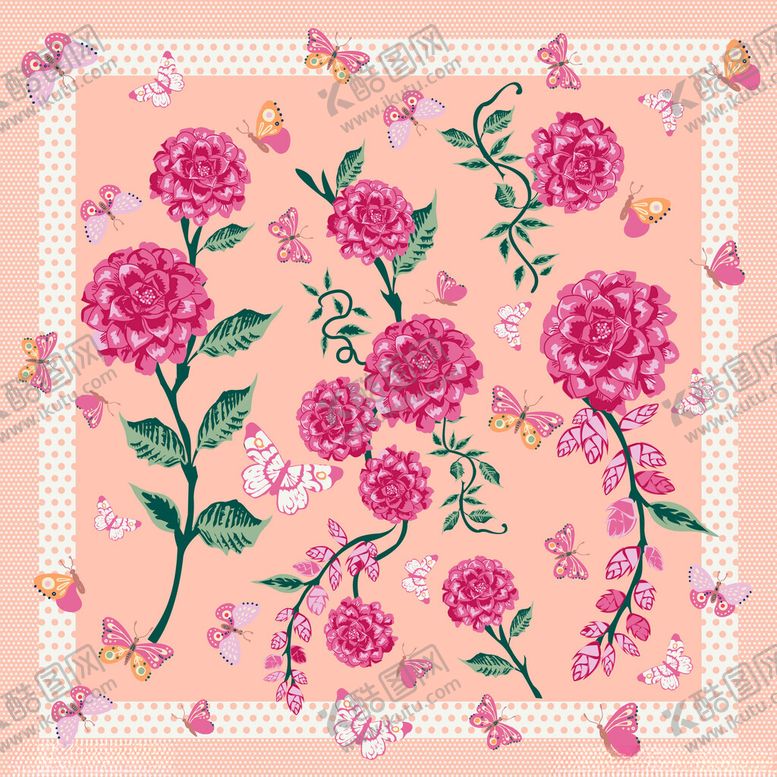 编号：98579904031208253705【酷图网】源文件下载-粉色花卉蝴蝶图案设计