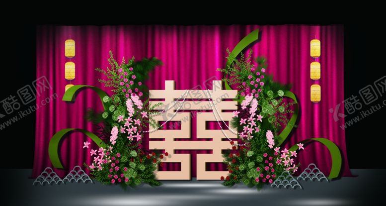 编号：34810209151934041057【酷图网】源文件下载-中式婚礼喜字花卉布置