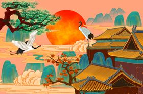 国潮插画2021团聚春节