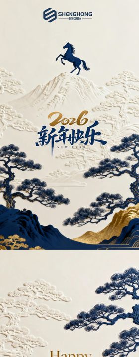 马年新年祝福海报