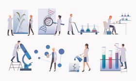 扁平化科学家实验室主题插画