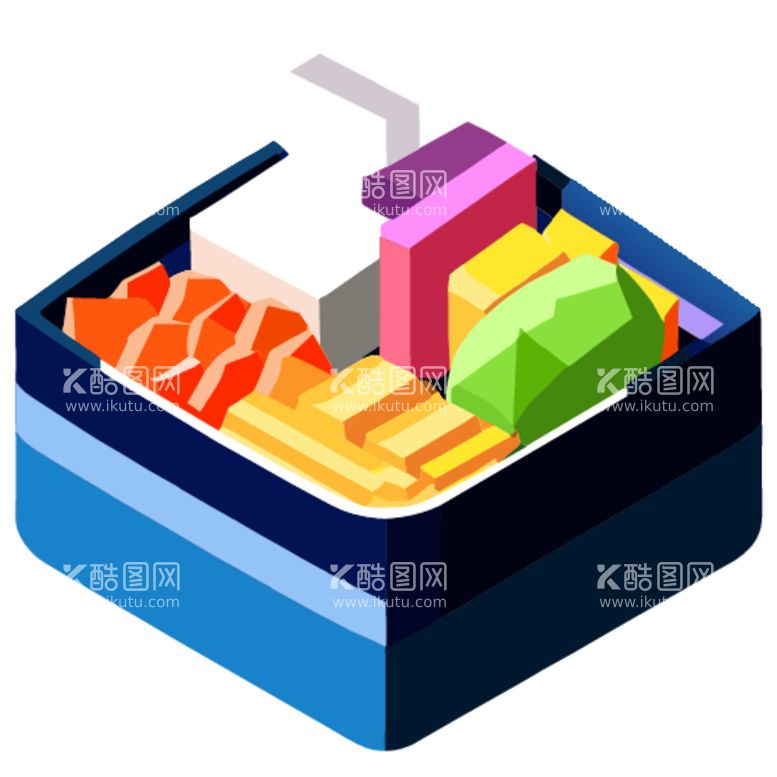 编号：63534712200319265965【酷图网】源文件下载-3D食物三文鱼寿司