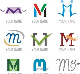 树叶字母m标志设计
