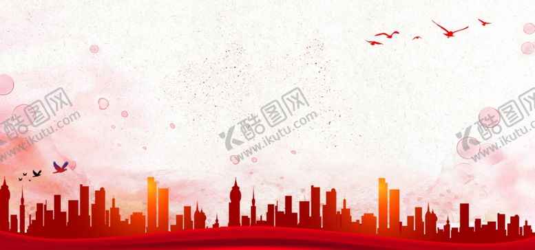 编号：53714909261714077784【酷图网】源文件下载-红色城市海鸥免扣背景