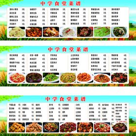 中式菜肴菜单展示