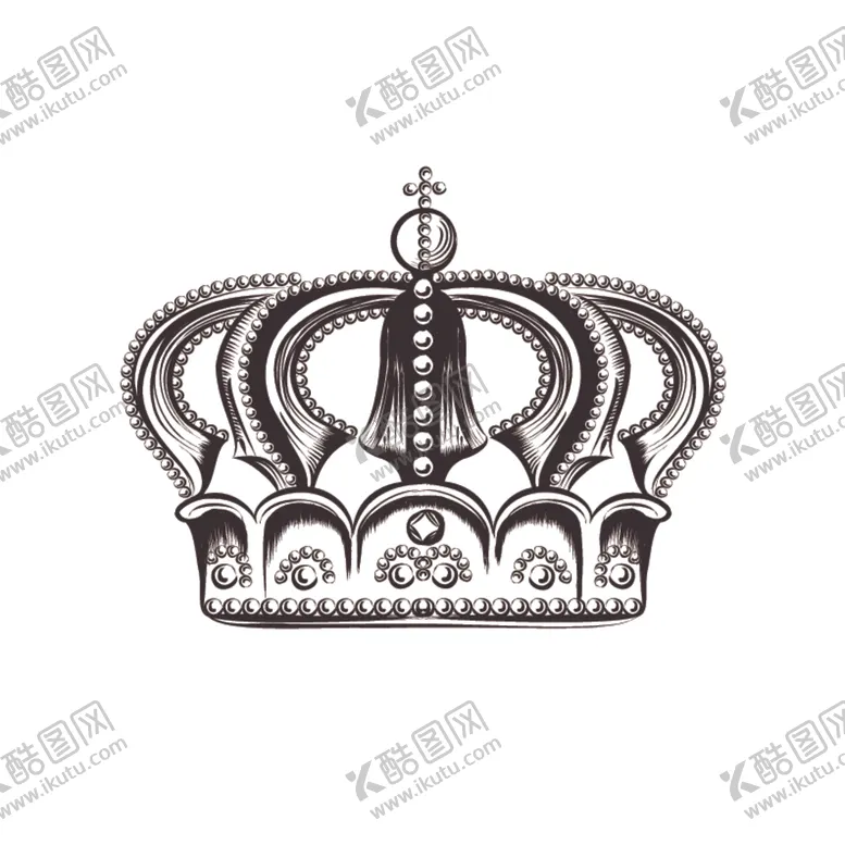 编号：96247910141512489011【酷图网】源文件下载-素描皇冠矢量图黑白画