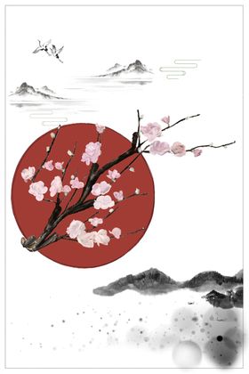 中国风背景唯美底板山水画