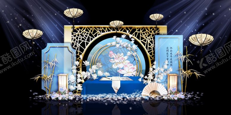 编号：55993309212035047119【酷图网】源文件下载-梦幻蓝色系婚礼舞台布置