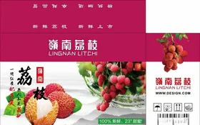 矢量荔枝水果包装箱设计