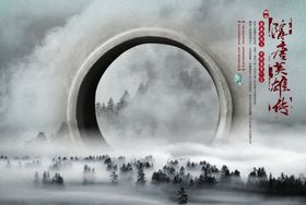 复古壮观安静意境森林宣传海报