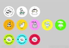 多彩卡通圆形图标集合