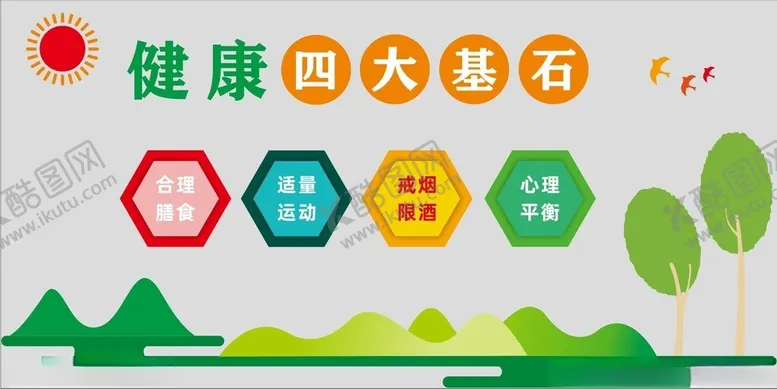 编号：97558612031708246063【酷图网】源文件下载-健康四大基石文化背景墙
