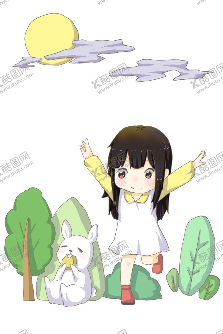 编号：91595407080146093852【酷图网】源文件下载-女孩和兔子