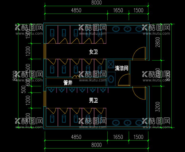 编号：95833011261046482113【酷图网】源文件下载-卫生间平面模板