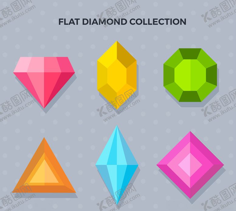 编号：51120710120603315091【酷图网】源文件下载-彩色扁平化宝石矢量素材