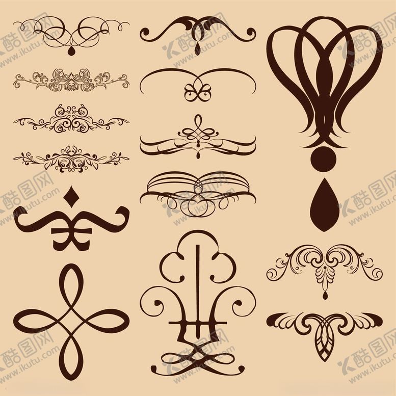 编号：27070511171713393661【酷图网】源文件下载-复古装饰花纹设计元素