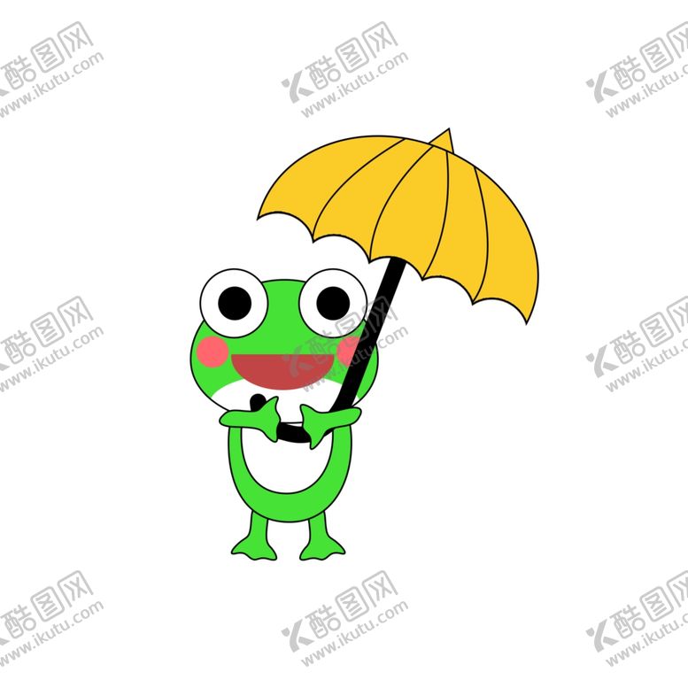 编号：30929810070618327774【酷图网】源文件下载-夏天撑伞的小青蛙可爱卡通形象