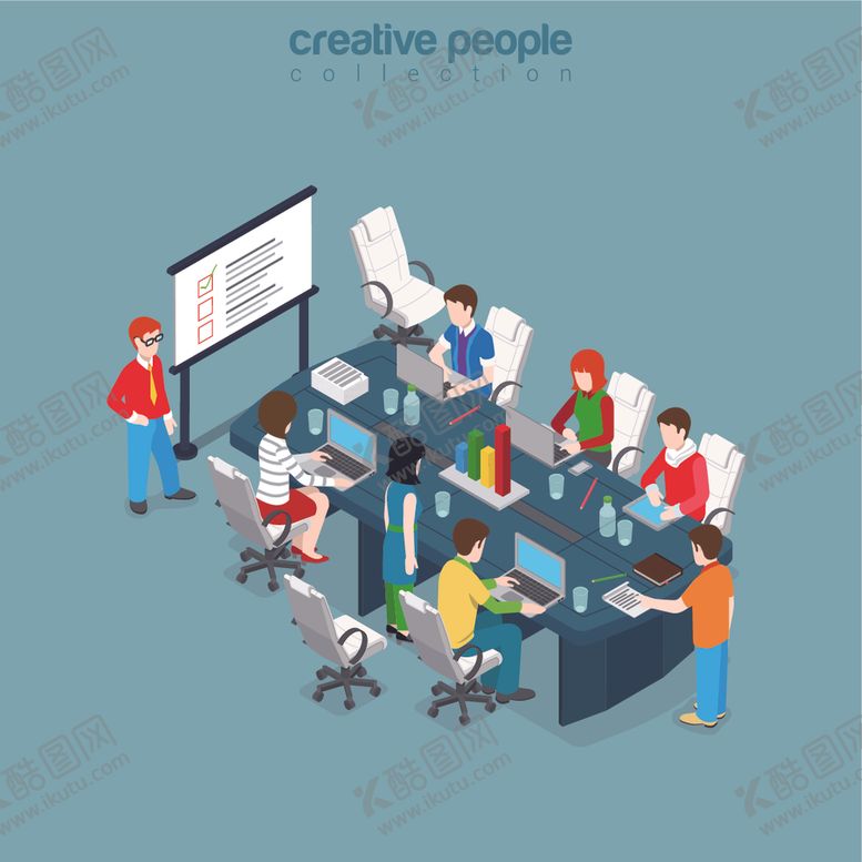 编号：44663409181231096356【酷图网】源文件下载-扁平办公插画